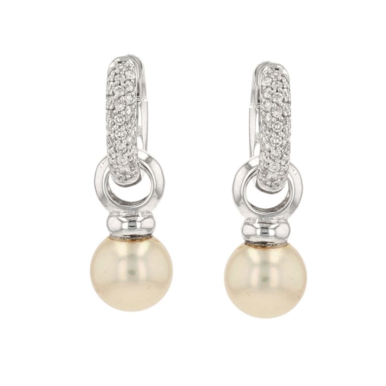 Boucles d'oreilles perles et diamants 0.28 carat or blanc 6.12g Comme neuf -  reconditionné disponible sur Gemme Les Bijoux